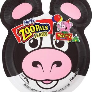 Hefty Zoo Pals Party Edition Paper Plates for Kids, Assorted Animal Designs,